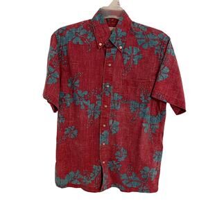 Reyn Spooner Hawaiian Shirt Mens XS Red Blue 50th State Flower Aloha Classic Fit
